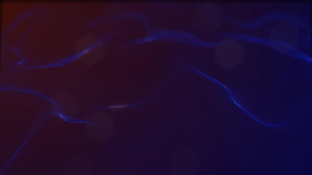 Looped virtual space. Background with particles form lines, surfaces, grid. V25