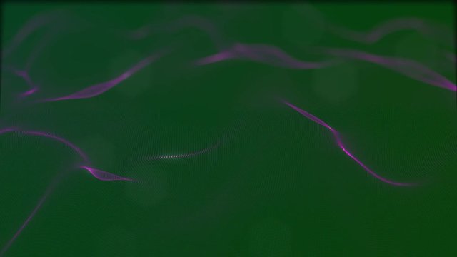 Looped virtual space. Background with particles form lines, surfaces, grid. V32