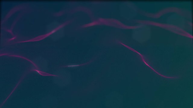 Looped virtual space. Background with particles form lines, surfaces, grid. V35