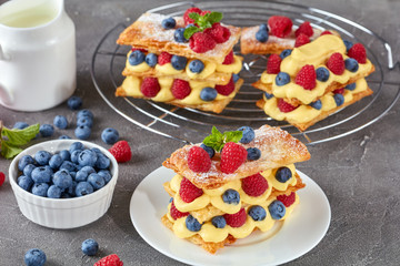 french dessert millefeuille on a plate