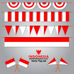 Decorative Indonesia Flag Vector Set For Independence Day