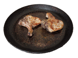 Meat fried in a pan