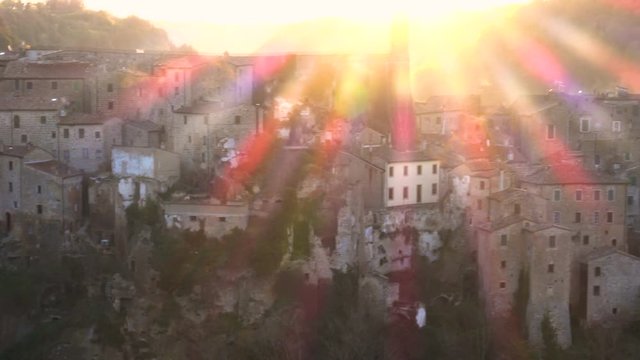 view at the old  famous tuff city Sorano
