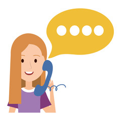woman calling with telephone