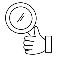 hand human with magnifying glass isolated icon
