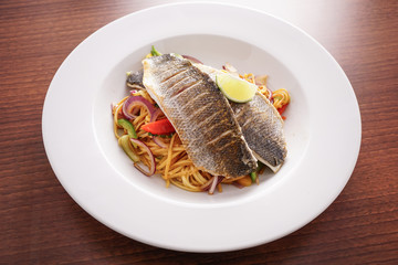 Trio of Fish with Noodles