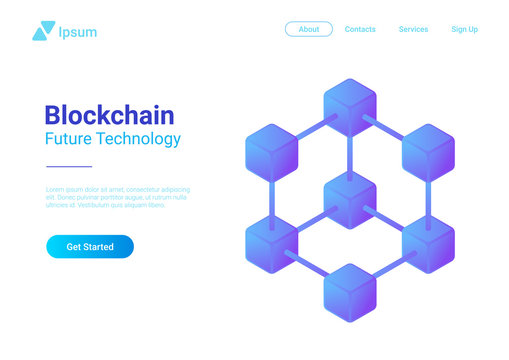 Blockchain Technology Isometric Vector. Block Chain Structure