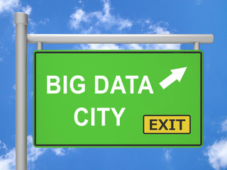 Fototapeta premium Big Data City Road Sign 3d Illustration