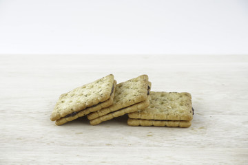 Sandwich calcium cracker with chocolate cream inside