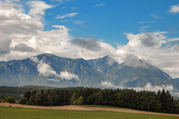 Mountains of the Alps in clouds, Austria