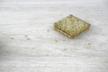 Sandwich calcium cracker with chocolate cream inside