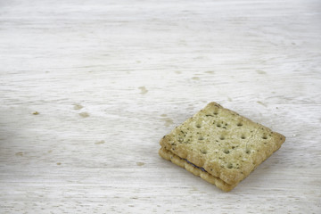 Sandwich calcium cracker with chocolate cream inside