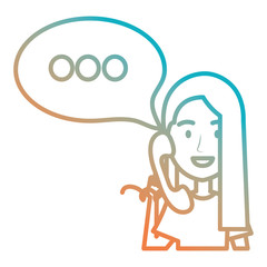 woman calling with telephone