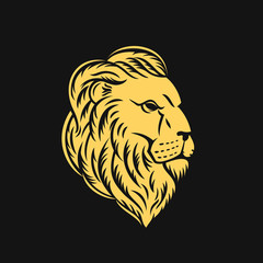 Obraz premium Lion head logo or icon in one color. Stock vector emblem.