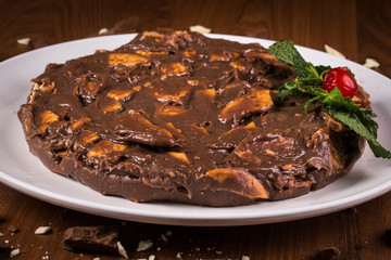 torta de  palha italiana no fundo de madeira