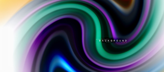 Fluid liquid mixing colors concept on light grey background, curve flow, trendy abstract layout template for business or technology presentation or web brochure cover, wallpaper