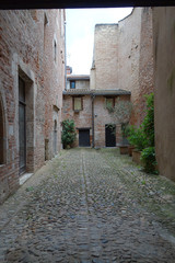 medieval alley in Cahors city,France