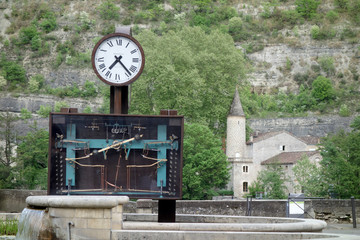 Mechanical clock in a square in Cahors, France