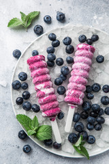 homemade blueberry popsicles with fresh berries
