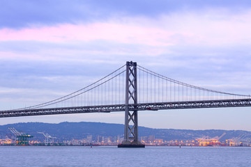 Fototapeta na wymiar Bay Bridge and Port of Oakland, California, USA