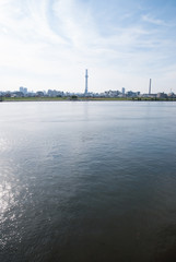 Obraz premium 平井大橋から見た建設中の東京スカイツリーのある風景 平成22年