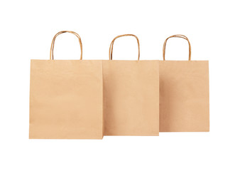 three paper bag isolated on white background