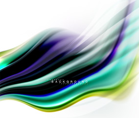 Fluid liquid mixing colors concept on light grey background, wave and swirl curve flow line, trendy abstract layout template for business presentation, app wallpaper banner, poster or wallpaper