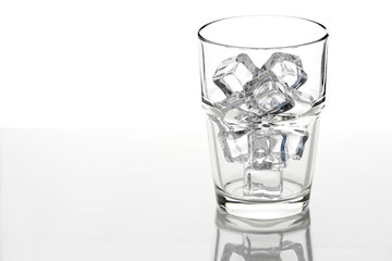 ice cubes in a white glass