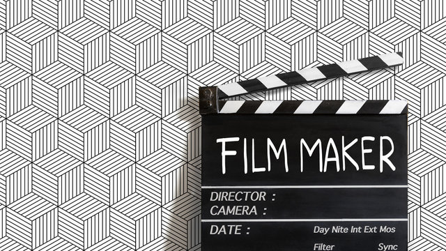 Film maker text title on film slate 