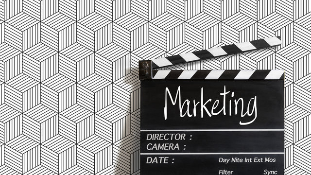Marketing text title on film slate. for video marketing  development people