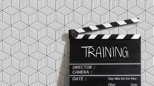training business  text title on film slate. for video marketing  development people