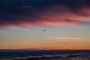 Sunset over the sea.