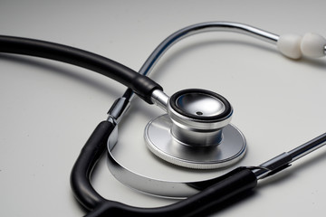 Stethoscope on a white table