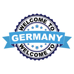 Welcome to Germany blue black rubber stamp illustration vector on white background