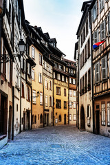 Street view of downtown in Colmar, Alsace, France