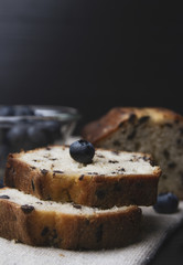 Chocolate chip cake, stracciatella with blueberries