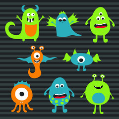 Monster Creatures Drawn Vector Elements 