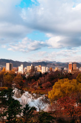 Sapporo - Hokkaido skyline and city view buildings and park in autumn