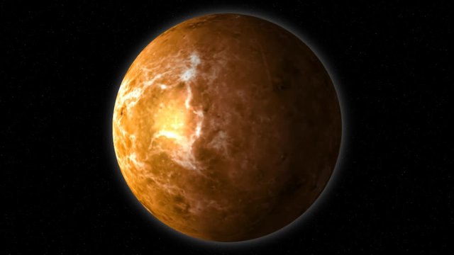 The planet Venus animation on the background of the stars