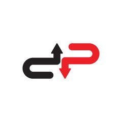 dp logo letter with up and down arrow