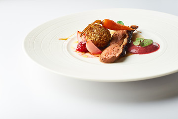 turkey sous vide on white plate