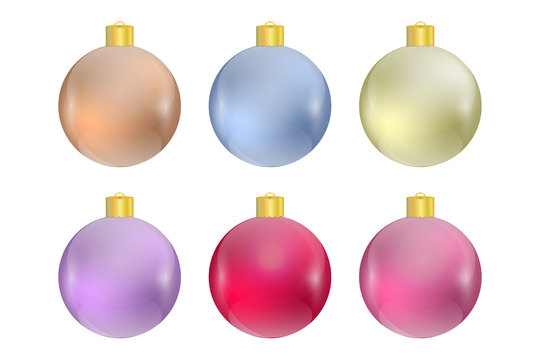 Colorful christmas balls. Set of isolated realistic decorations.