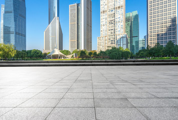 panoramic city skyline with empty square