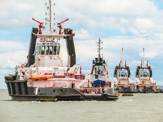 Tug boats in the Firth of Forth. Scotland, UK
