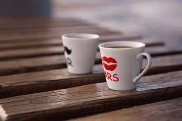 two coffee cups, decor for a photo shoot
