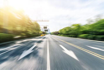 empty asphalt road with modern building
