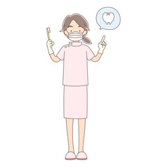 歯科医_説明_全身_女性