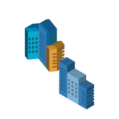 Buildings isometric right top view 3D icon