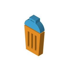Recycling bin isometric right top view 3D icon