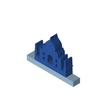 Taj Mahal Isometric Right Top View 3D Icon